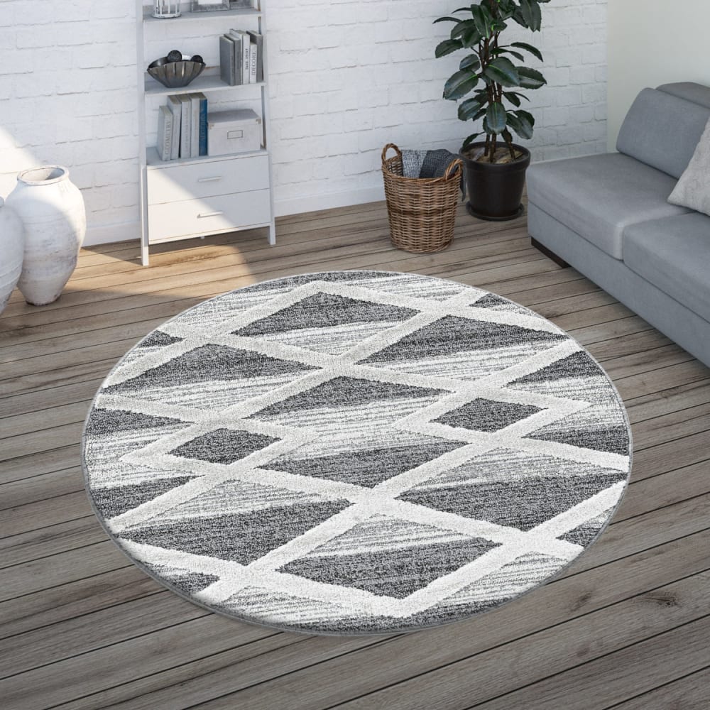 Tizas - tapis berbère rond à relief - crème & gris 080 x 080 cm — vue 3