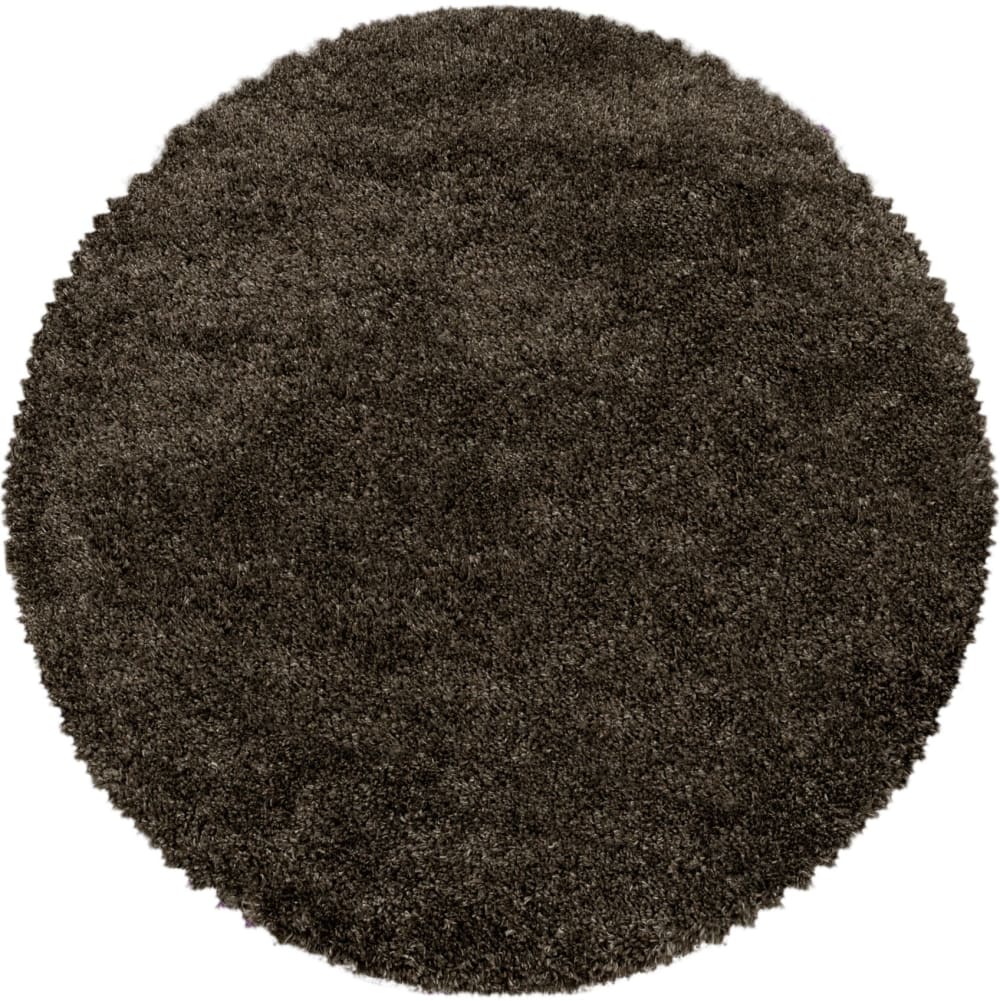 Tapis cosy rond à poils longs marron 80x80cm