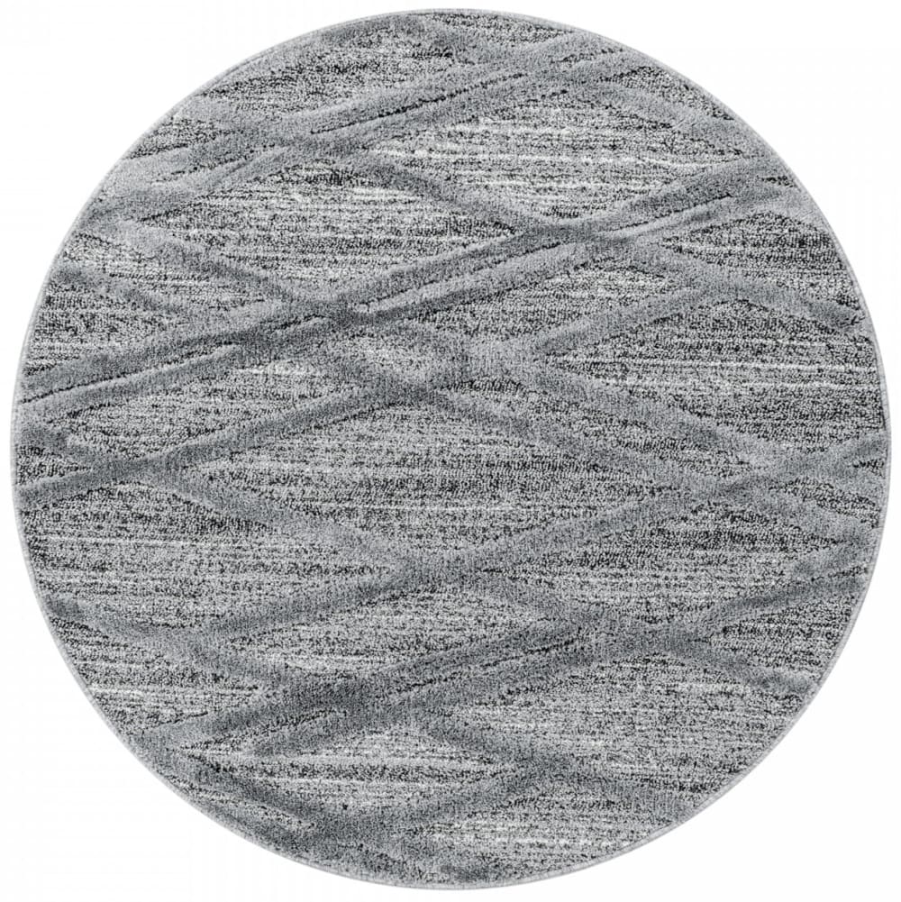 Tapis bohème rond à relief gris 120x120cm