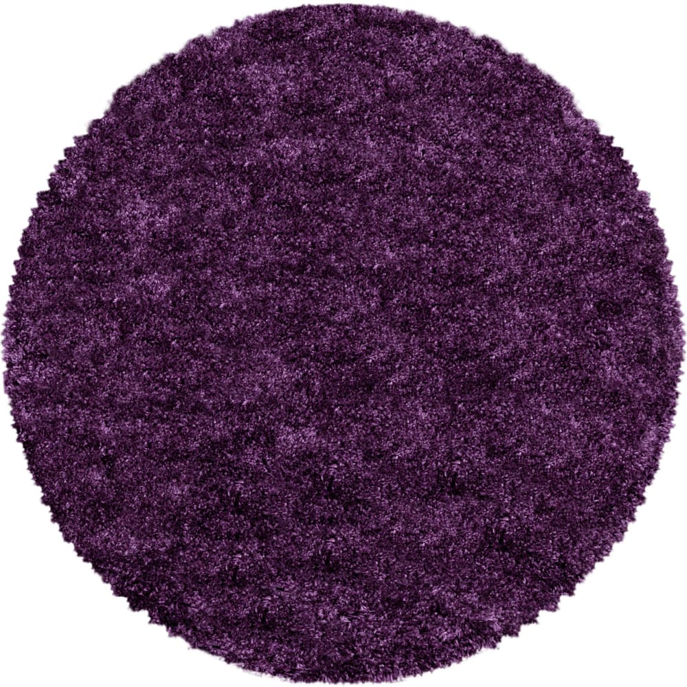 Tapis cosy rond à poils longs violet 120x120cm