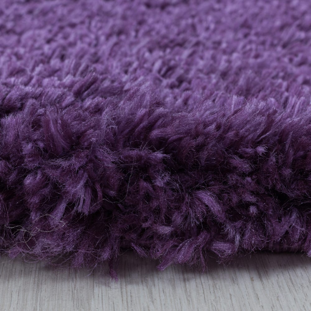 Tapis cosy rond à poils longs violet 200x200cm — vue 4