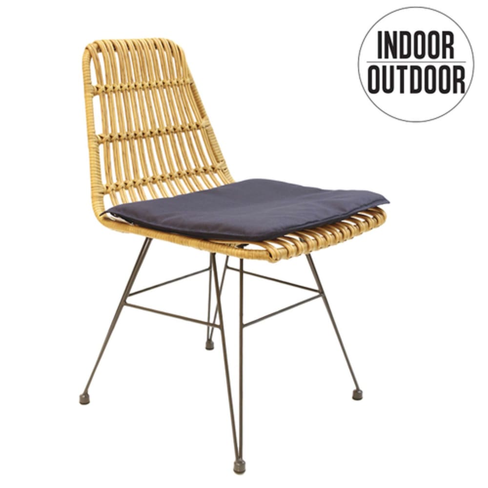 Chaise intérieure extérieure avec galette bois naturel
