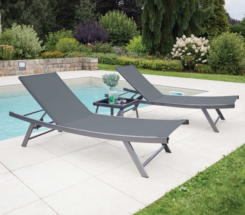 Ensemble transat de jardin et table basse en acier gris anthracite - Maisons du Monde