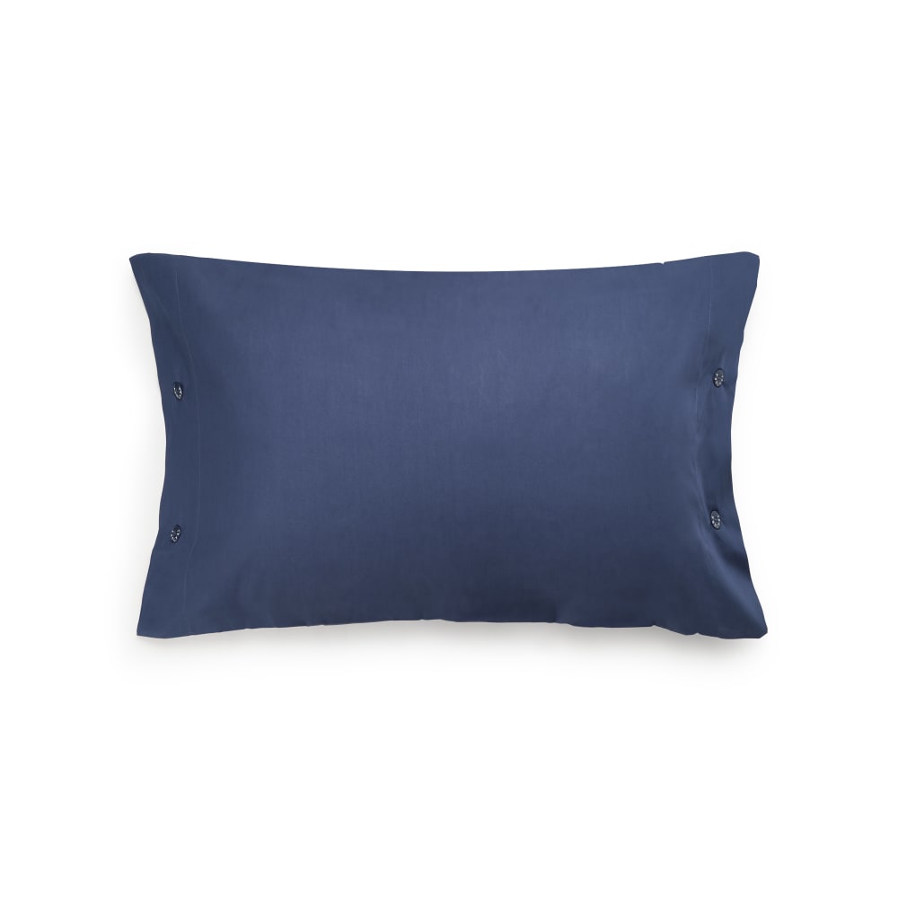 Funda de almohada de algodón orgánico 180 hilos color azul. 50x85cm