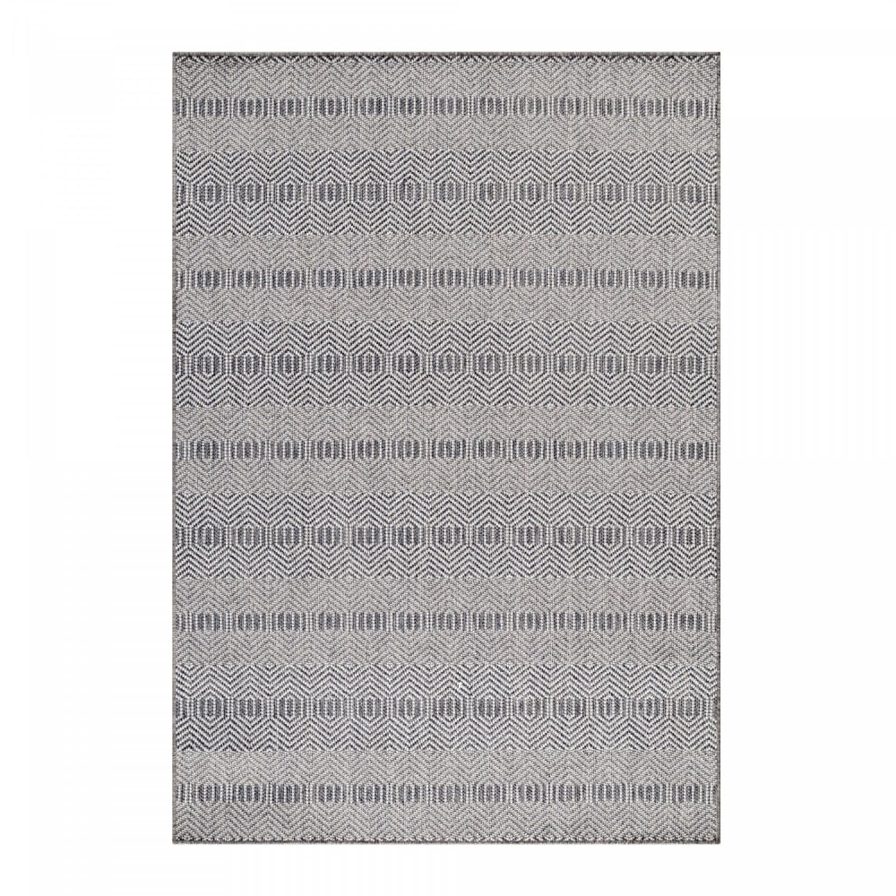 OVA - Tapis Extérieur,Intérieur Tissé Plat - Gris & Crème 60 x 100 cm