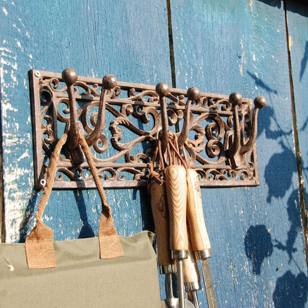 Crochets muraux outils jardin fonte marron — vue 4