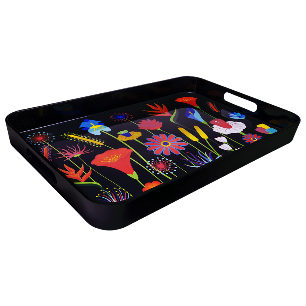 Plateau de service  noir mélamine 53,7  x  34,7  x 5 cm