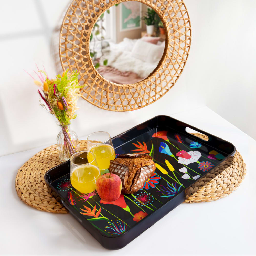 Plateau de service  noir mélamine 53 x 34 x 5 cm - Maisons du Monde