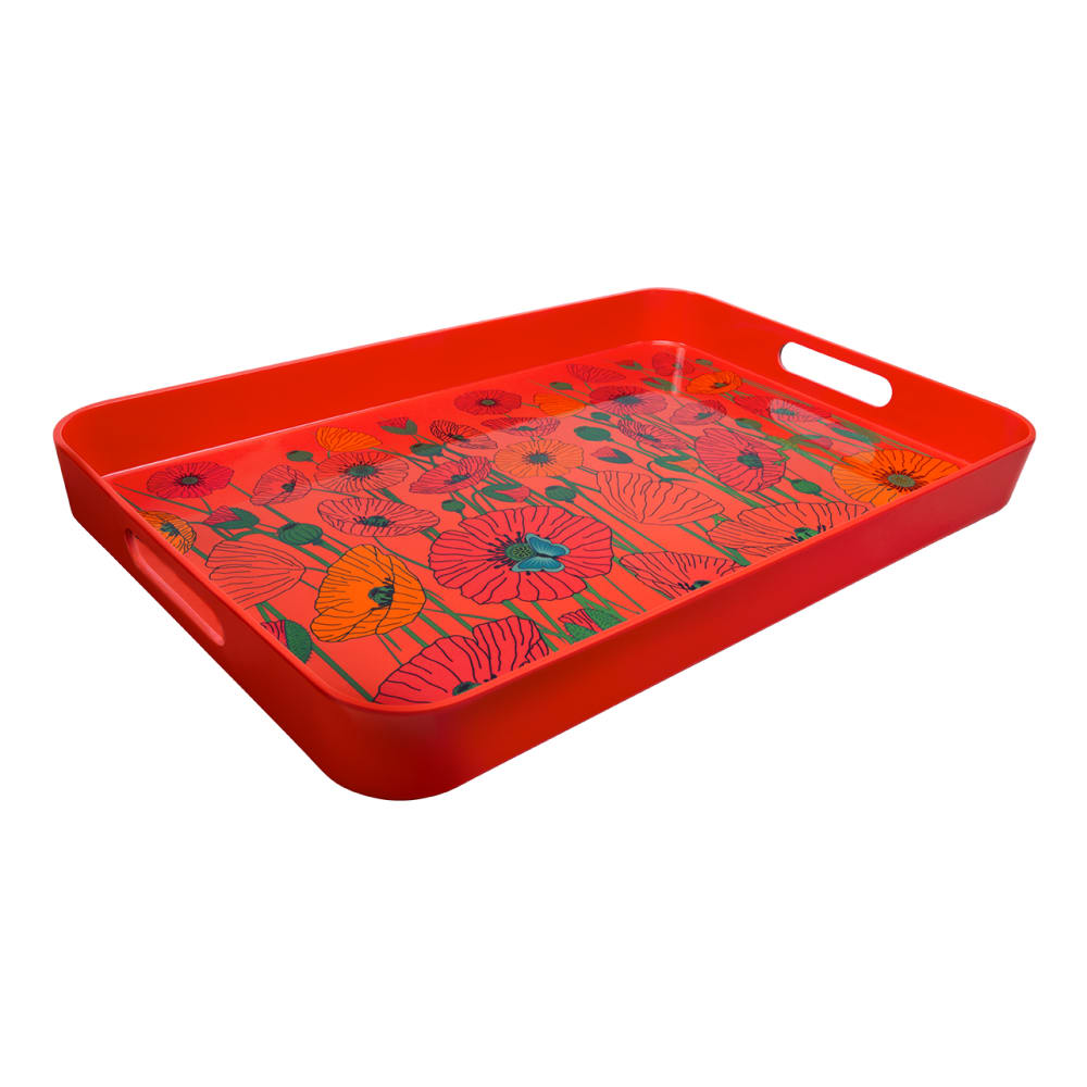 Plateau de service  rouge mélamine 53,7  x  34,7  x 5 cm
