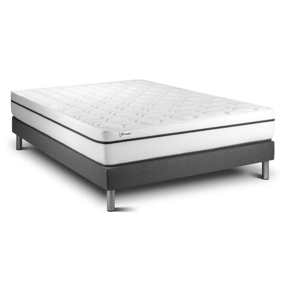 Ensemble 140x190 matelas mémoire de forme sommier kit gris - Maisons du Monde