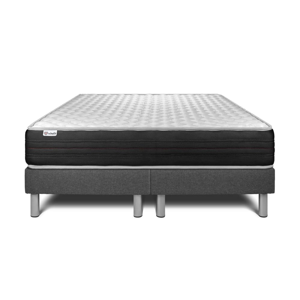 Ensemble 2x100x200 Matelas Mémoire de forme Sommier Gris
