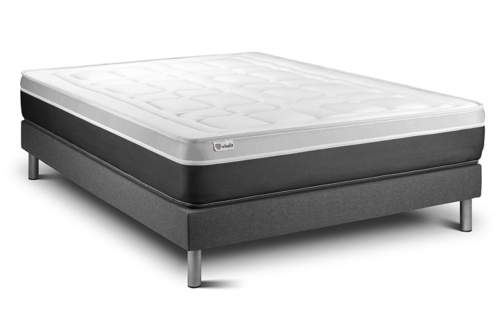 Ensemble 200x200 matelas - gris