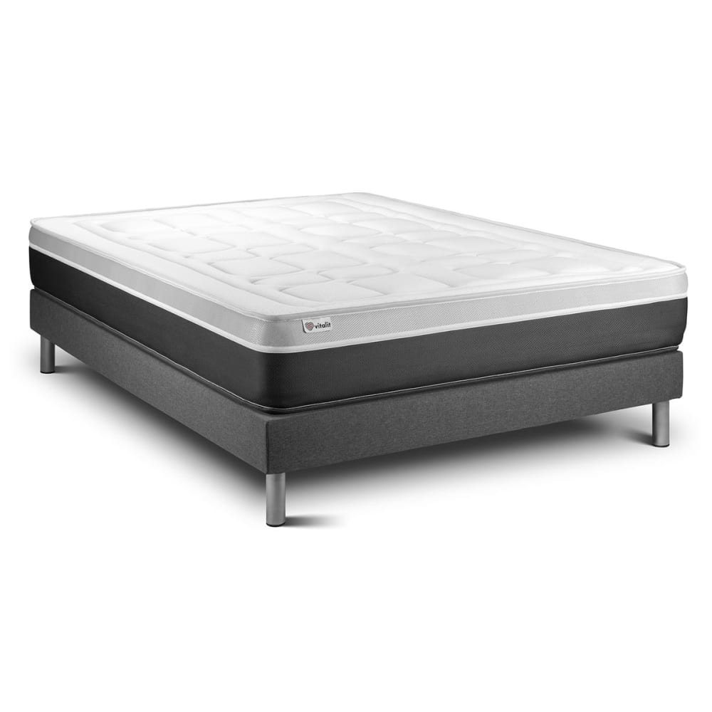 Ensemble 160x200 Matelas Mémoire de forme Sommier kit Gris
