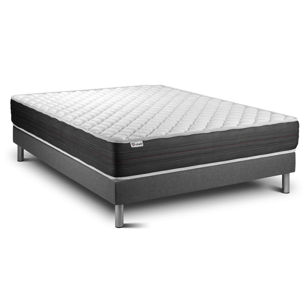 Ensemble 140x200 matelas mémoire de forme sommier kit gris - Maisons du Monde