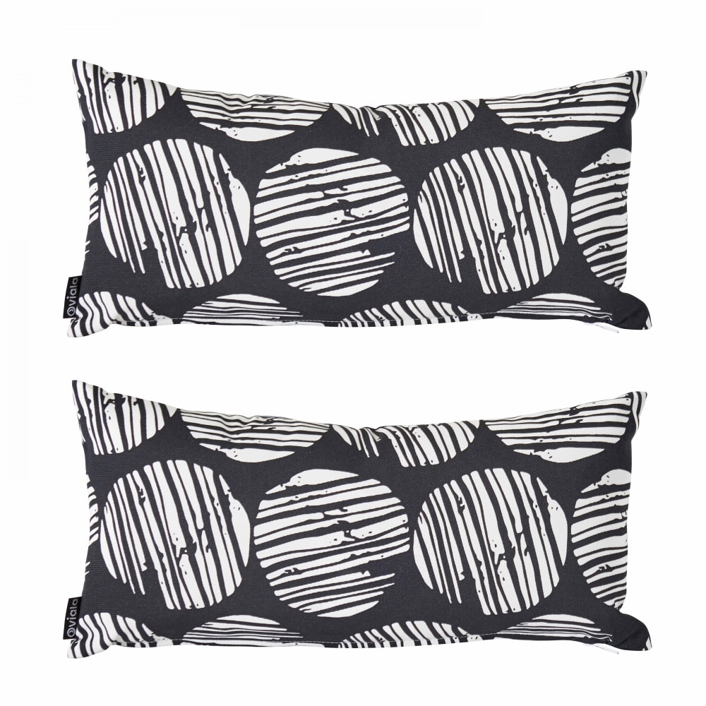 Lot de 2 petits coussins polyester noir 40 x 20 x 8 cm