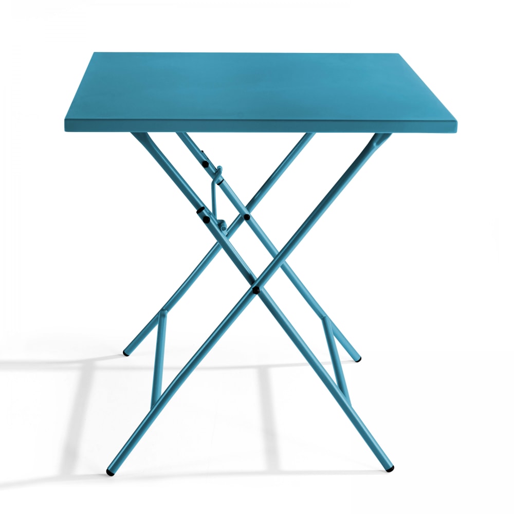 Table de jardin pliante carrée en acier 70 cm 4 places bleu pacific - Maisons du Monde