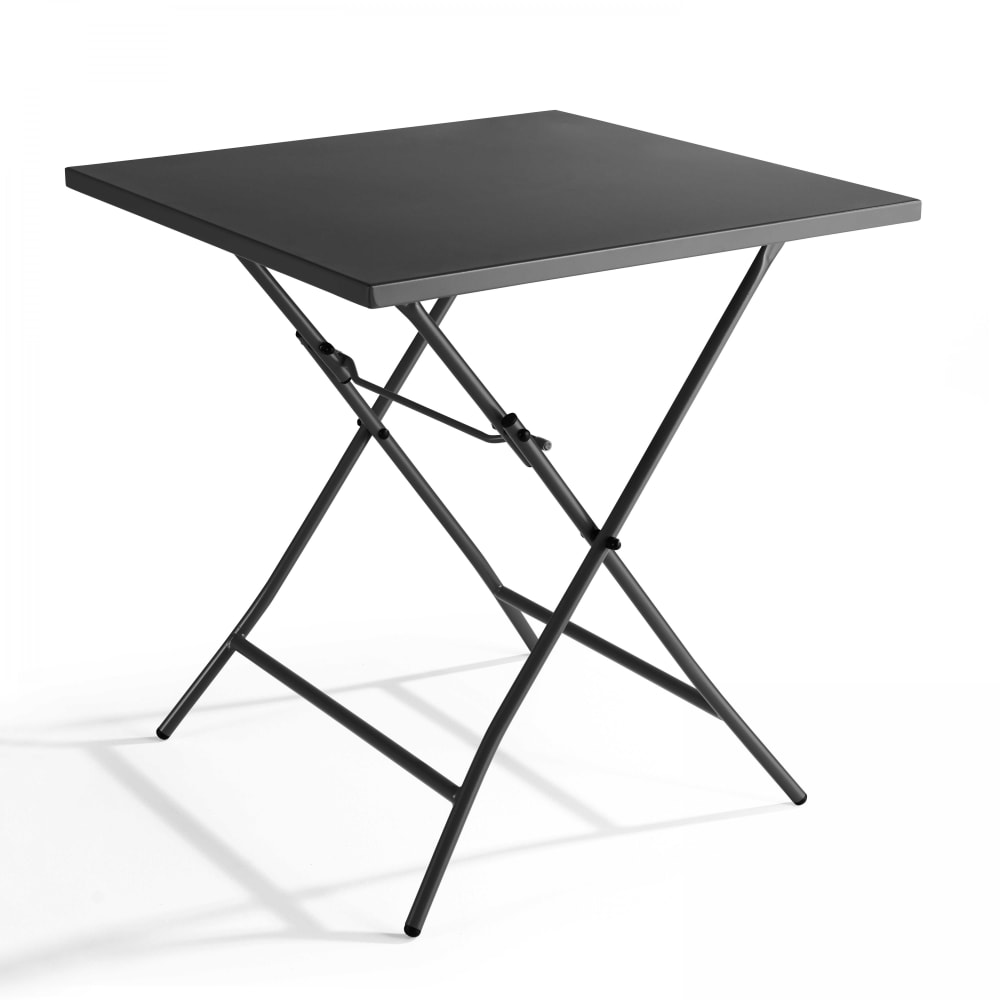Table de jardin pliante carrée en acier gris