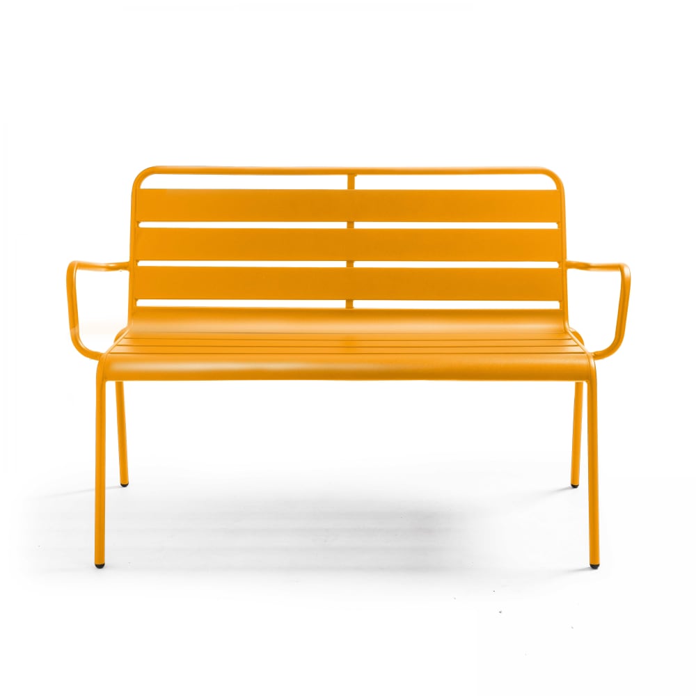 Banc de jardin en métal jaune