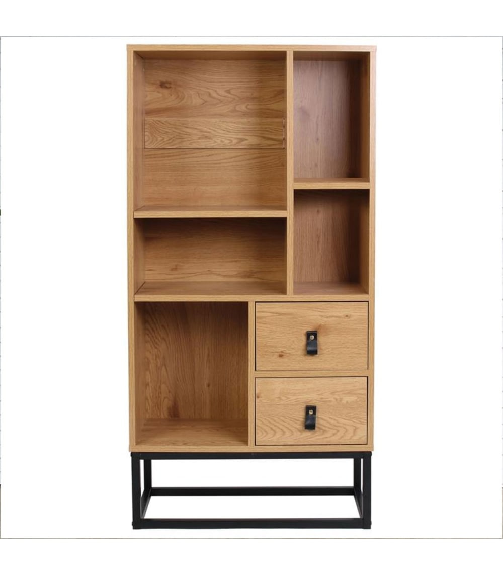 Bibliothèque Style Industriel 2 Tiroirs H120cm - Effet Bois clair - Maisons du Monde