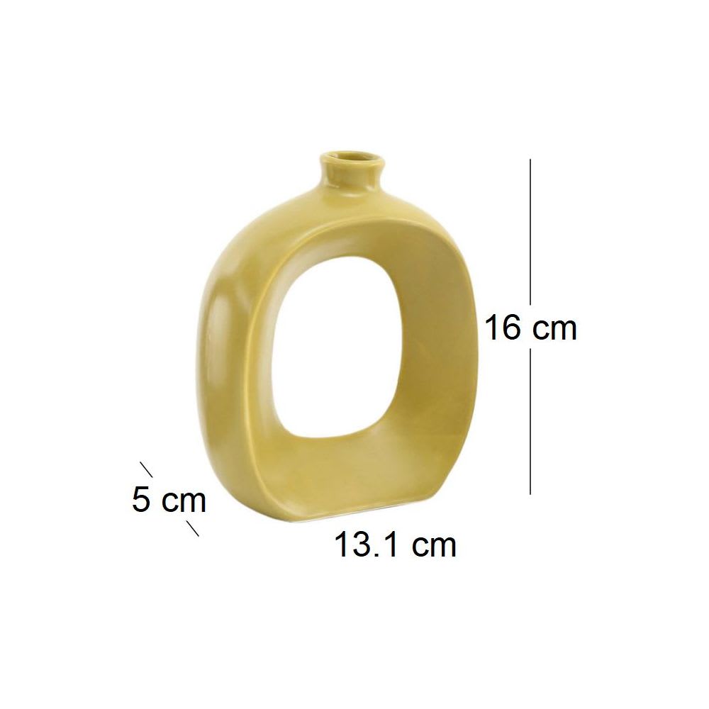 Vase en grès oval 16 cm jaune - Maisons du Monde