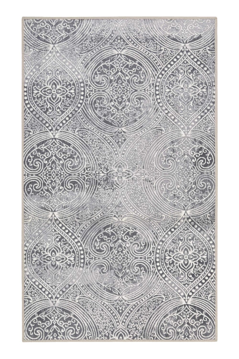Tapis de bain motif paisley gris vintage 60x100