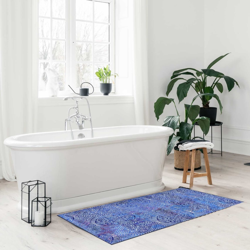 Tappeto per bagno fantasia paisley blu 80x150 - Wecon Home