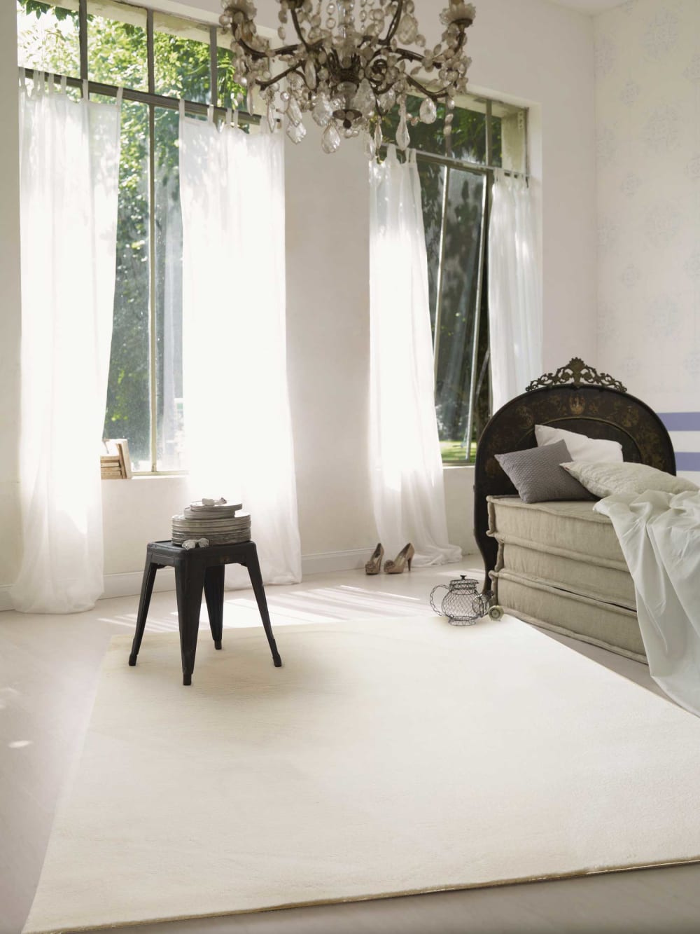 Tapis tufté mèches rases blanc cassé crème 160x225 — vue 3