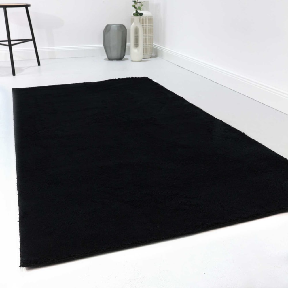 Tapis tufté mèches rases noir 160x225 — vue 3