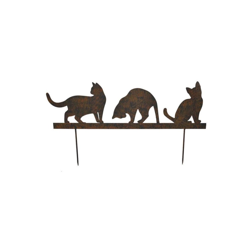 Silhouette chats sur pique en fonte 60x19 cm
