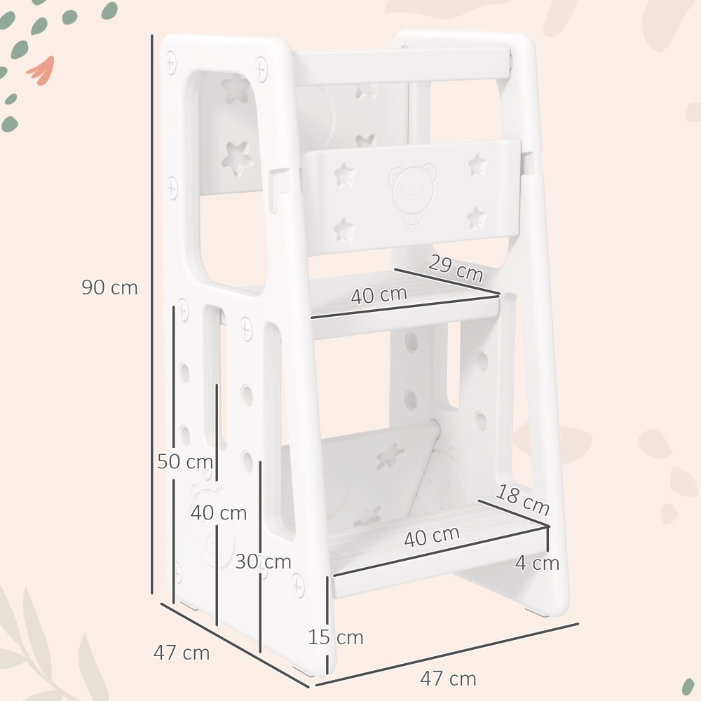 Tour d'apprentissage pour Enfants Hauteur réglable sur 3 Niveaux Blanc (Homcom) - Image 1