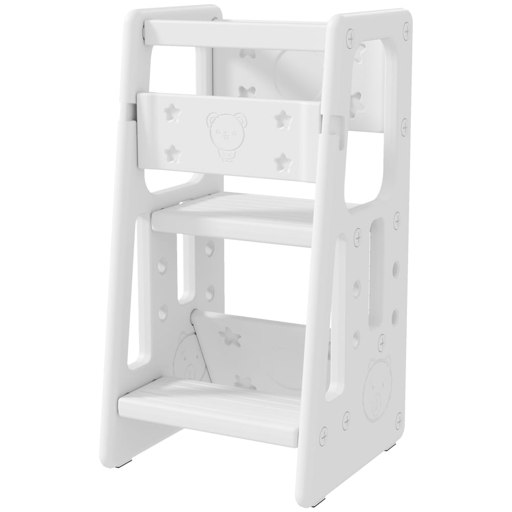 Tour d'apprentissage pour Enfants Hauteur réglable sur 3 Niveaux Blanc (Homcom) - Image 2
