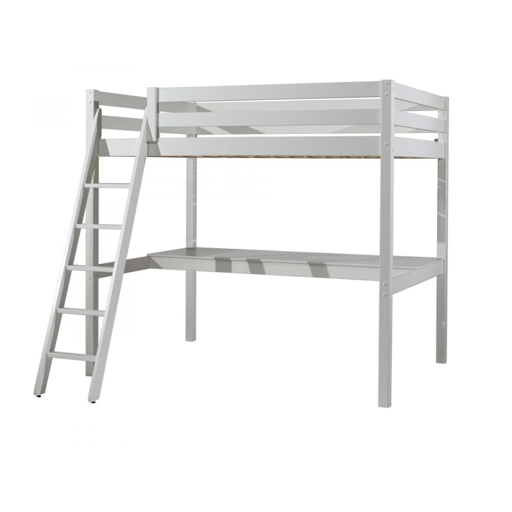 Vipack PINO Lit mezzanine 140x200 Blanc + plan de travail