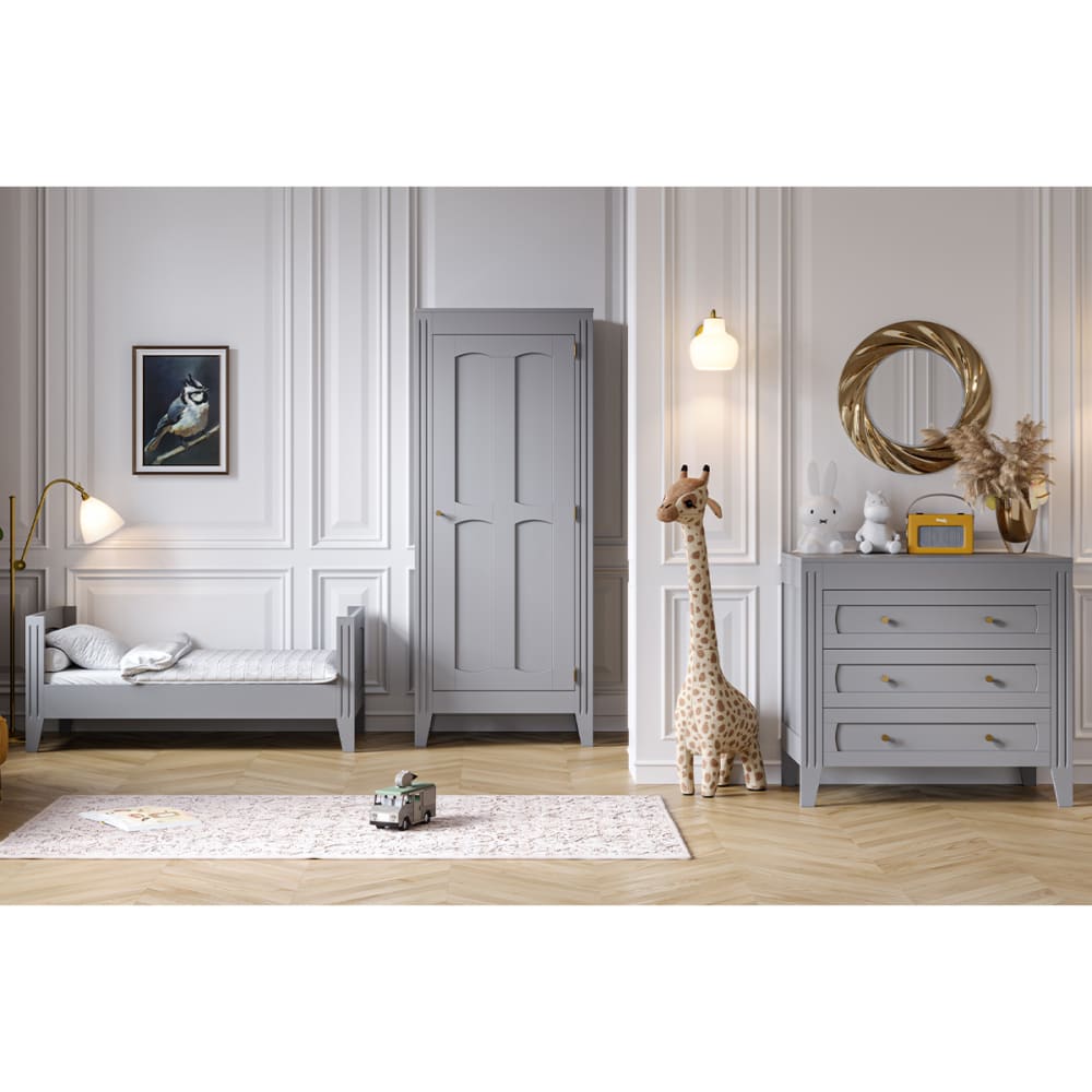 Commode 3 tiroirs milenne panneaux mélaminés gris (Vox) - Image 3