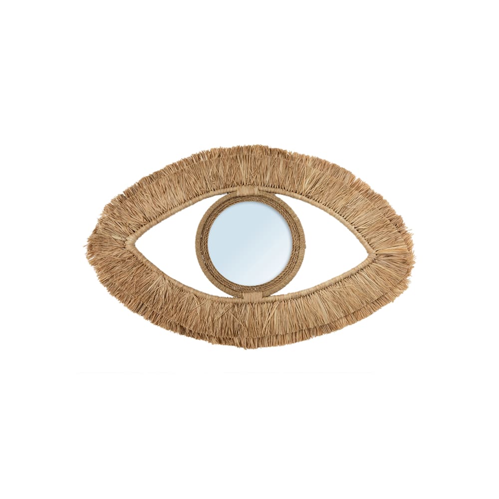 Specchio in rafia marrone 70x5x40 cm - Modello In riva al mare - Beige - Fibre naturali