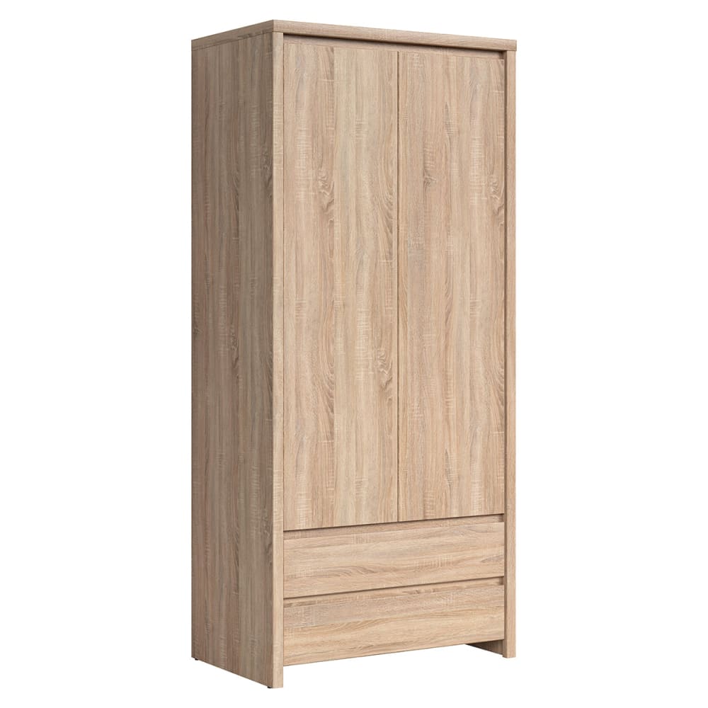 Petits meubles Schrank 2 Türen 2 Schubladen Laminierte Spanplatten Holz Beige Spanplatte