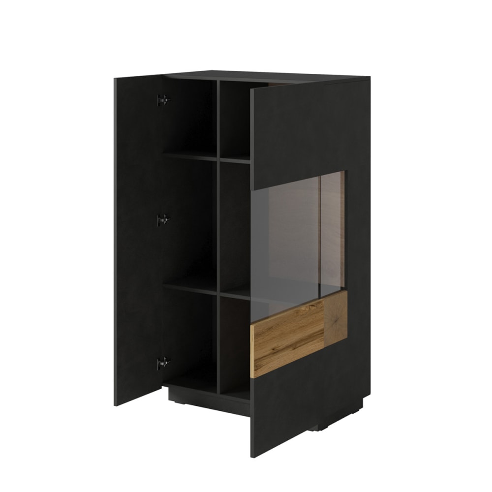 Vaisselier 2 portes ouverture droite blanc et effet béton