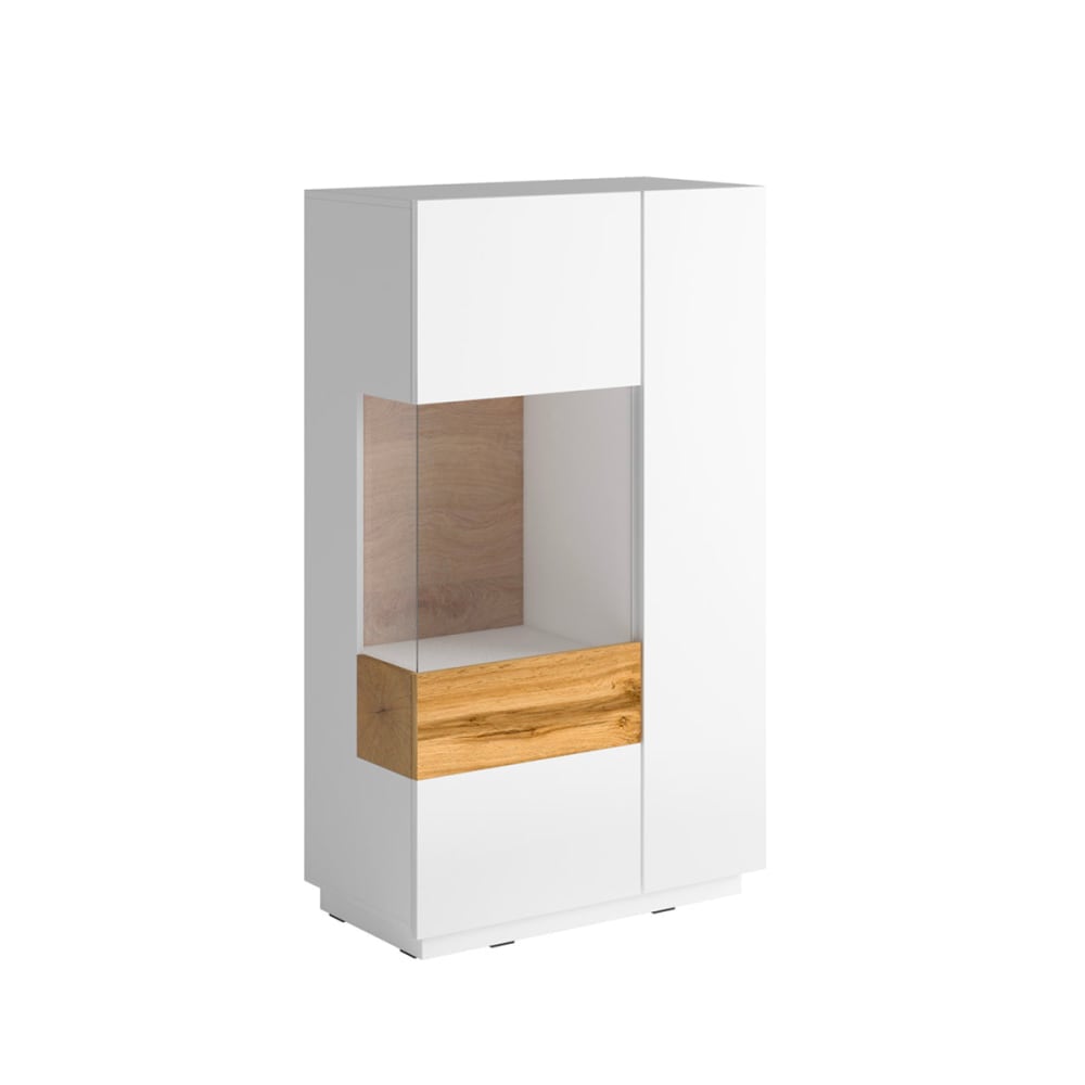 Geschirrschrank Mit 2 TüRen, Weiß Und Holzoptik, 80Cm