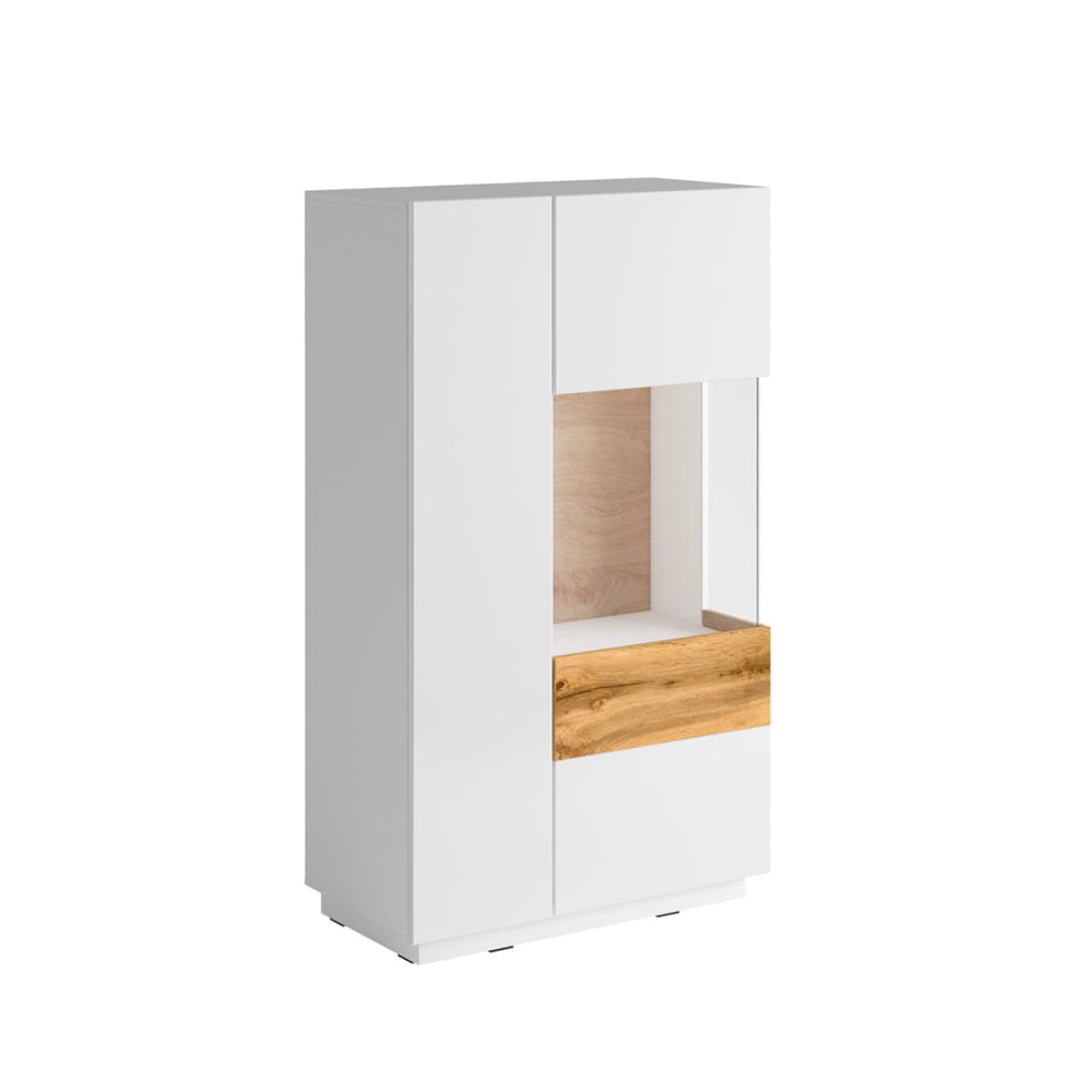 Petits meubles Vaisselier 2 portes ouverture droite panneaux agglomérés blanc Blanc Panneau De Particules - 80x139x40cm