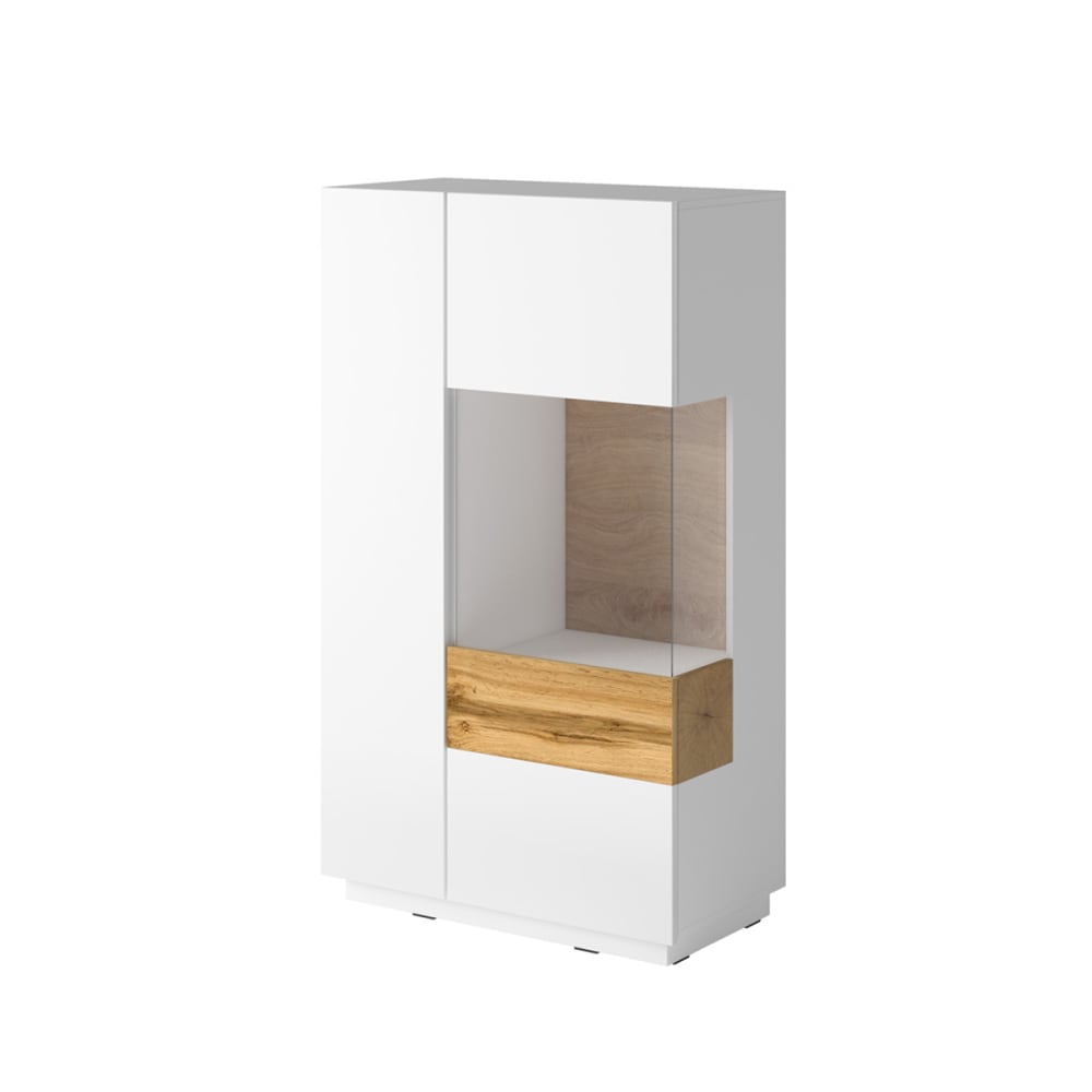 Vaisselier 2 portes ouverture droite stratifiés blanc et beige