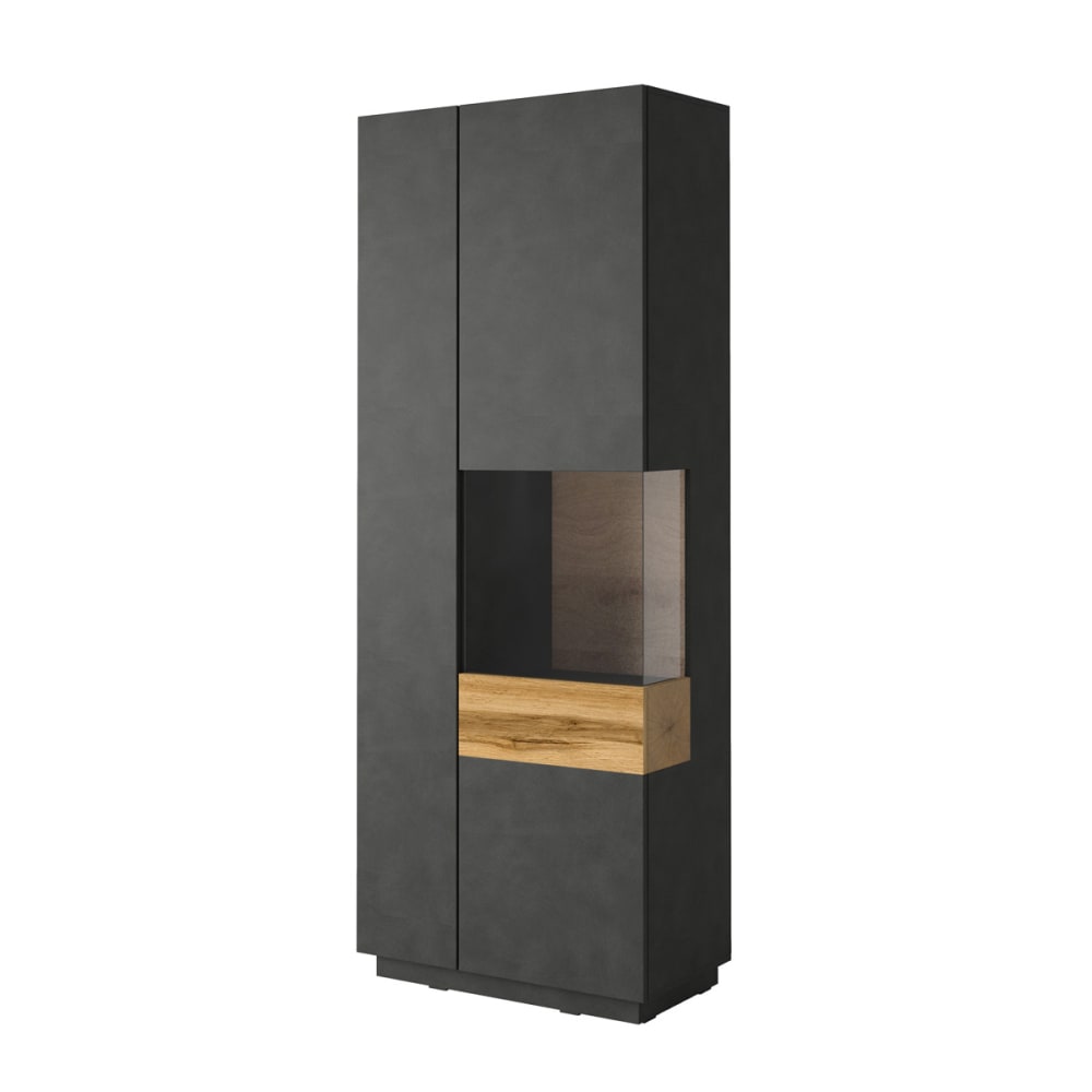 Vitrine 2 portes ouverture droite blanche effet béton