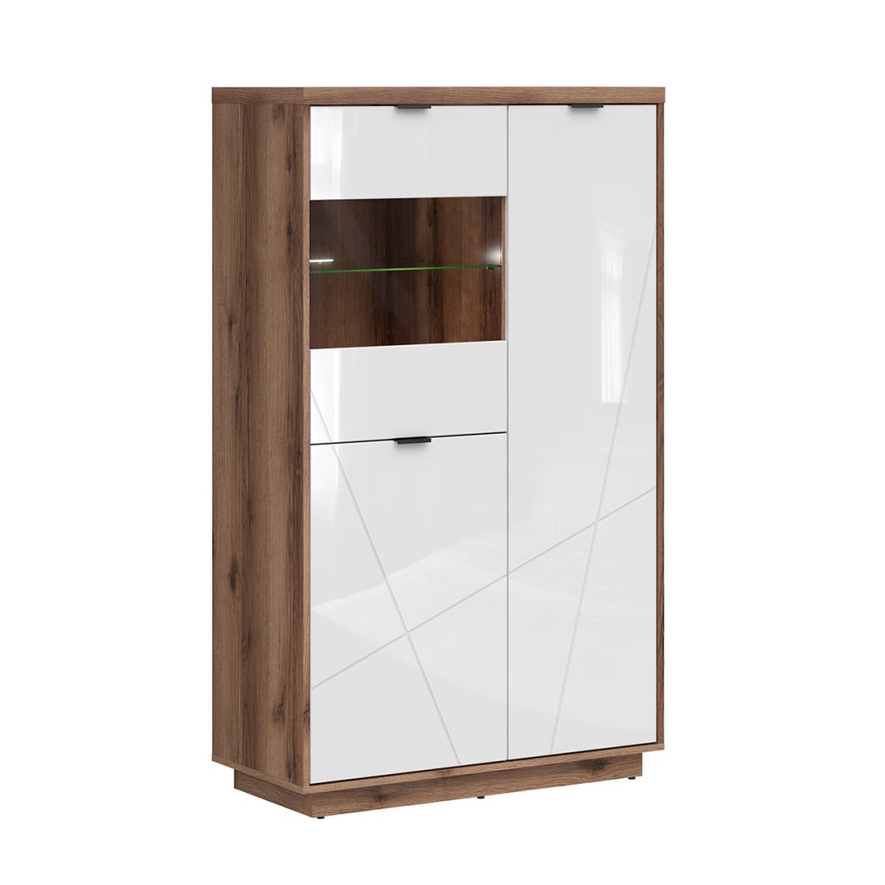 Vitrine 3 portes blanche et naturelle Vitrine 3 portes blanche et naturelle