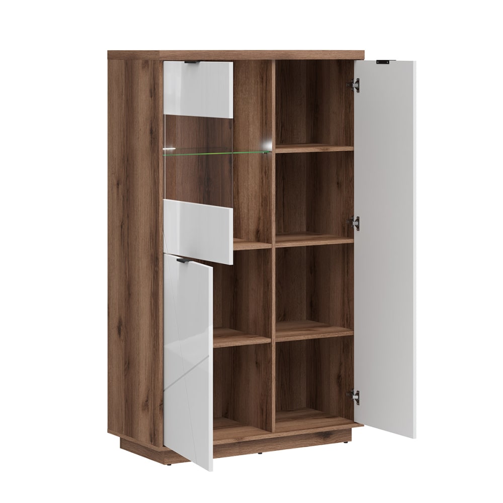 Vitrine 3 portes blanche et naturelle - Maisons du Monde