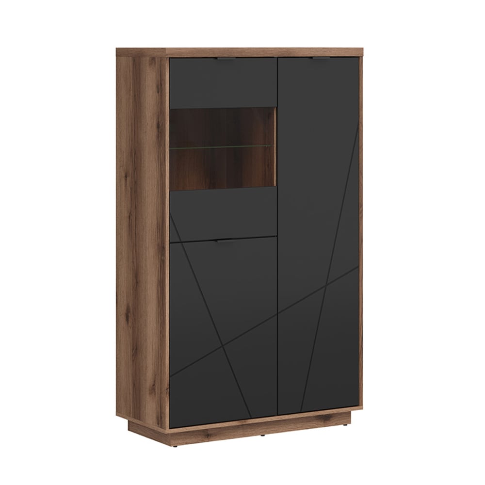 Vitrine 3 portes noire et naturelle