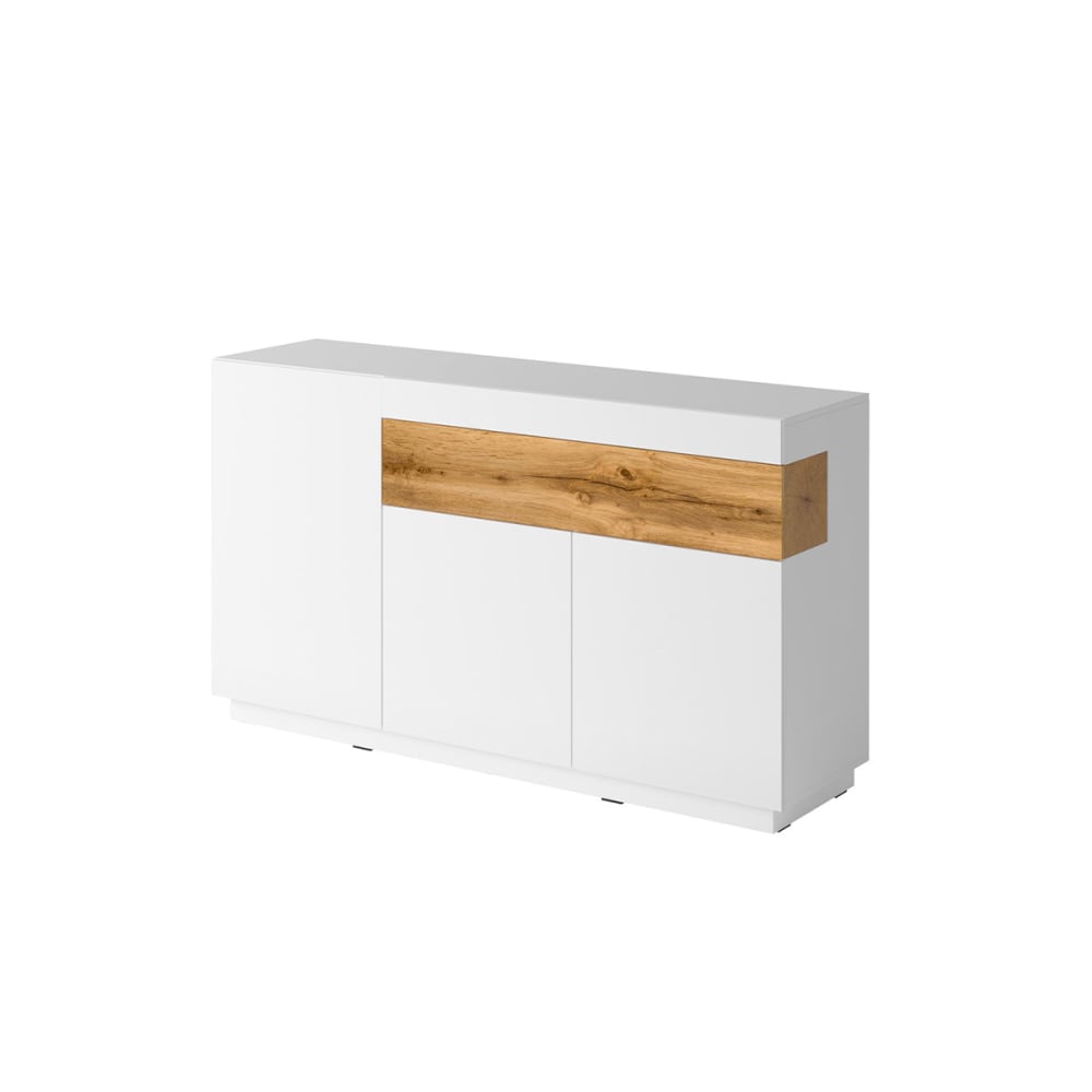 Buffet Mit 1 Schublade Und 3 TüRen, Weiß Und Holzoptik, 150Cm
