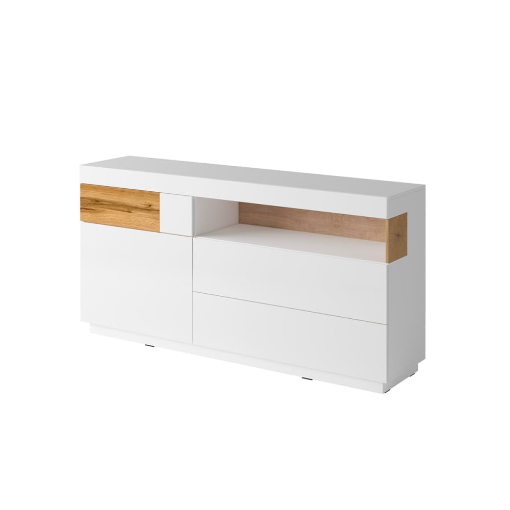 Buffet Mit 3 Schubladen Und 1 TüR, Weiß Und Holzoptik, 169Cm