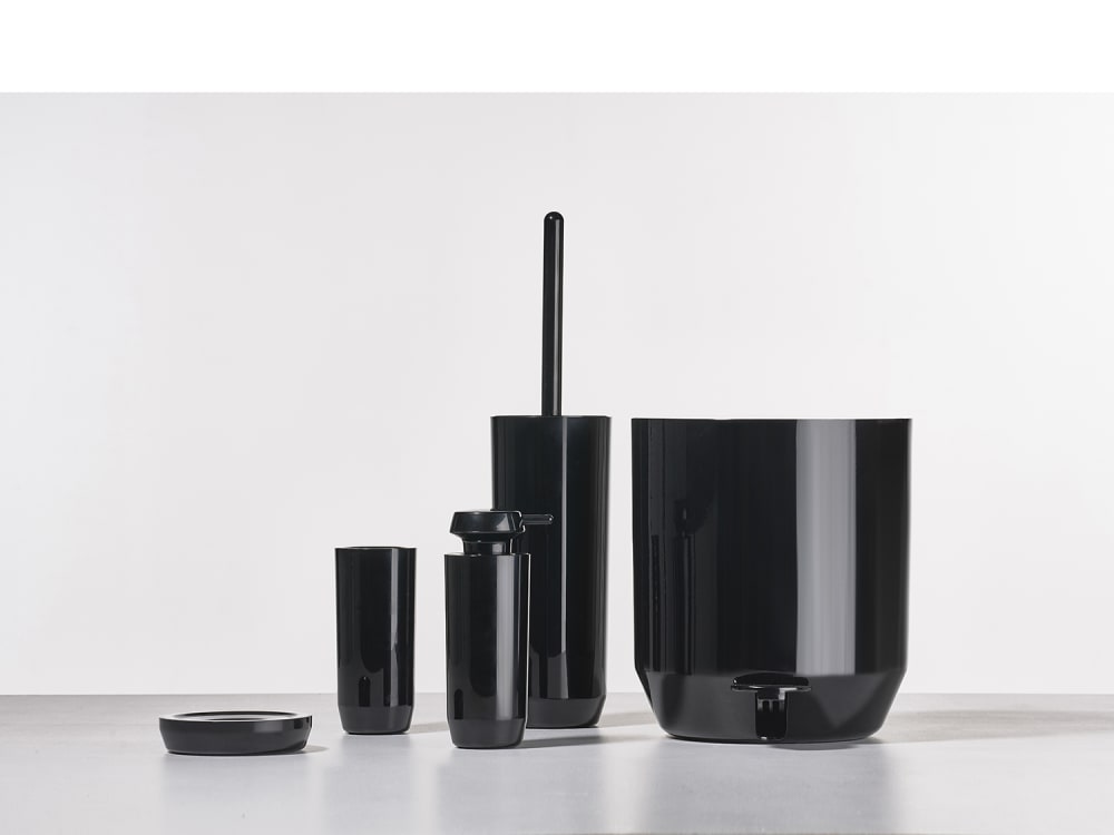 Pot à brosse à dents haut brillant en plastique noir — vue 3
