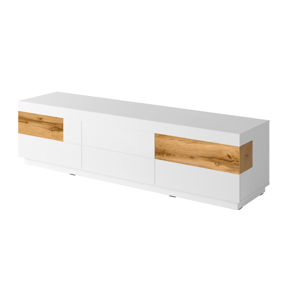 Petits meubles Meuble tv 6 tiroirs 206 cm panneaux agglomérés blanc style contemporain Blanc Panneau De Particules - 206x54x50cm