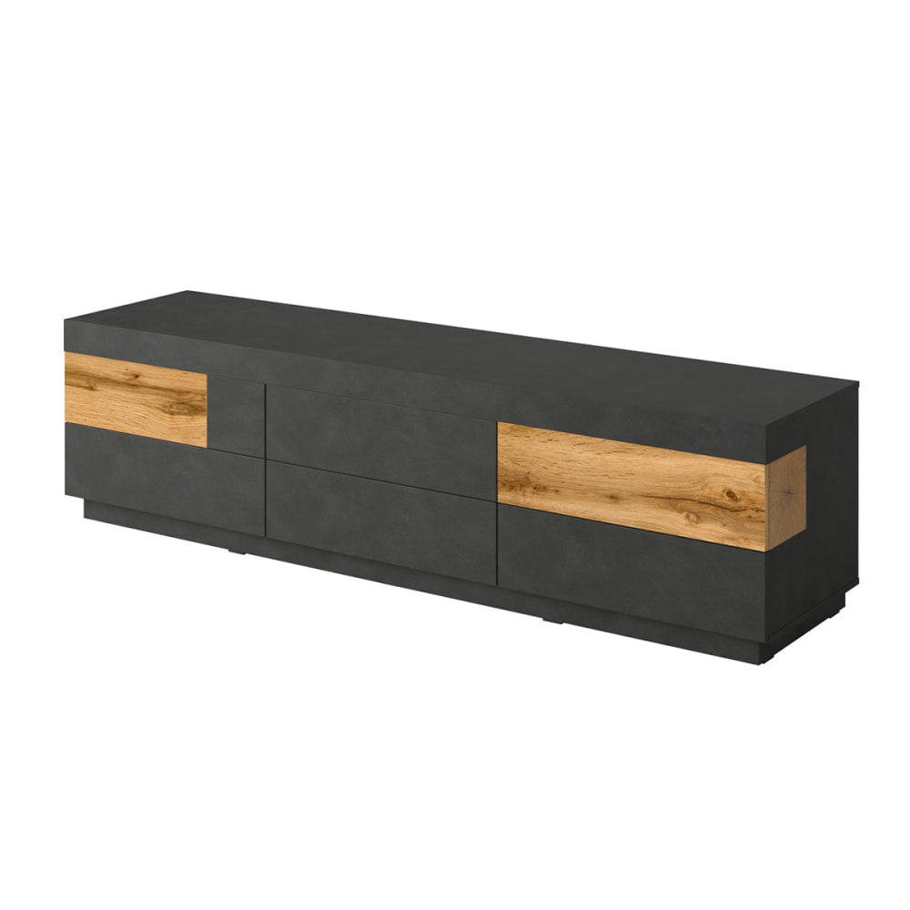 Tv-MöBel Mit 6 Schubladen, Grau Und Holzoptik, 206Cm