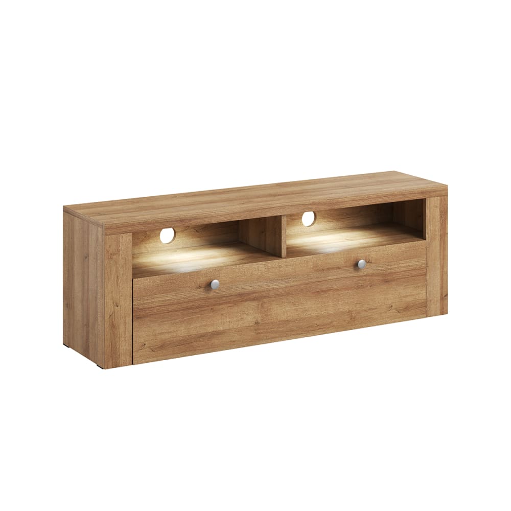 Meuble TV 1 porte 140 cm stratifiés beige