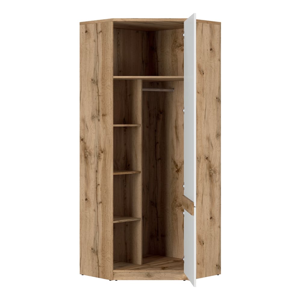 Armoire d'angle 1 porte blanche et naturelle - Maisons du Monde
